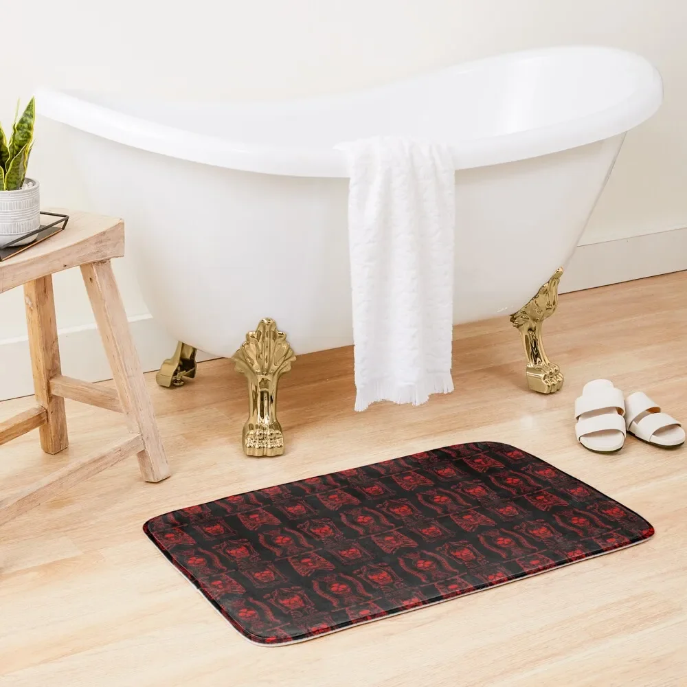 unusual bones wallpaper in deep red Bath Mat Absorbent Rug Bathroom Items Mat