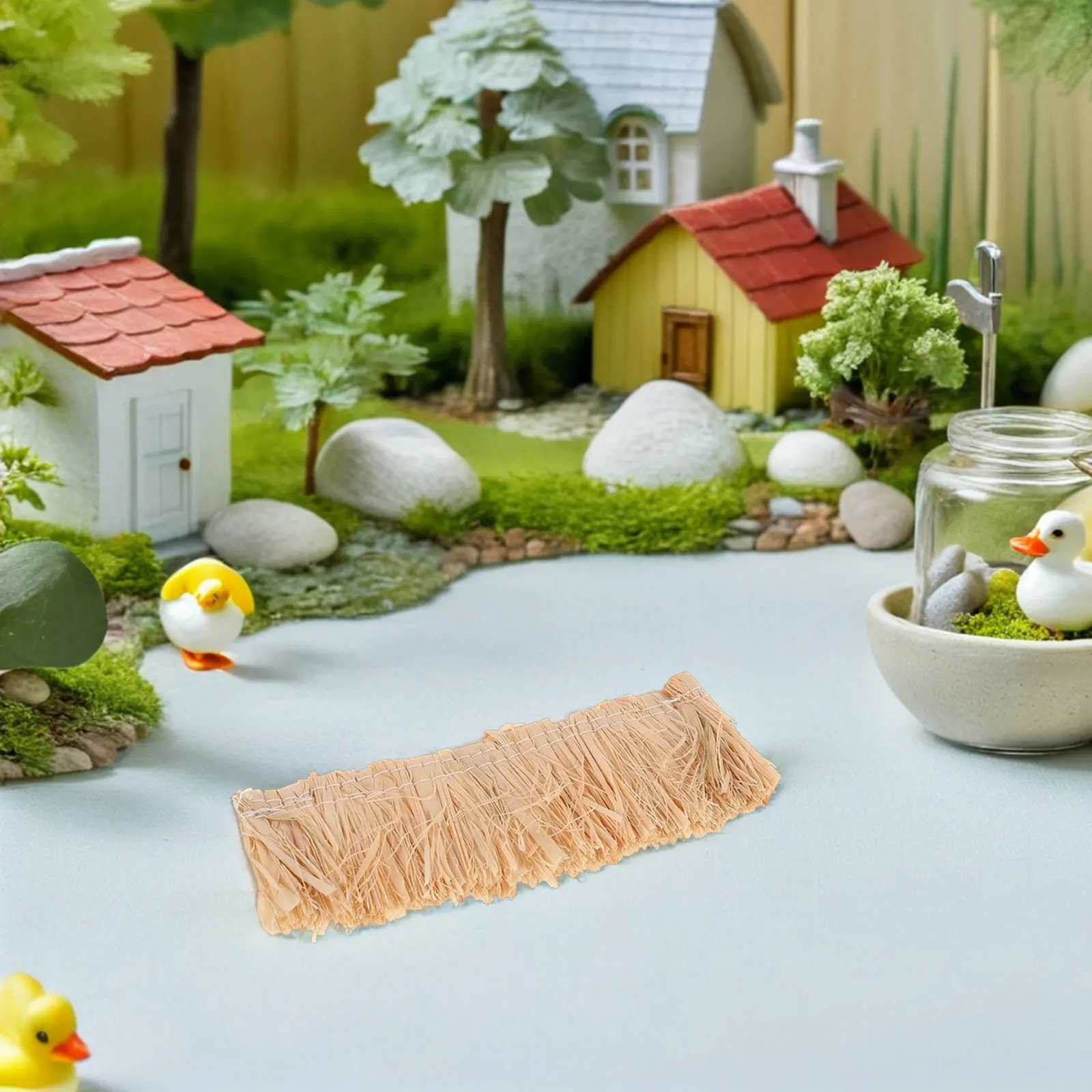 Rouleau de toiture en chaume artificiel, 12 pièces, 3.93x1.57 pouces, pour maison miniature, bricolage, jardin féerique, Diorama, artisanat, décoration de meubles d'extérieur