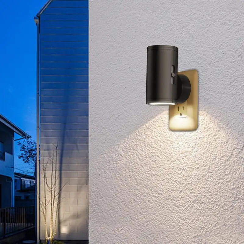 Cilíndrico led night light plug in lâmpada de parede sensor ue/eua plug brilho ajustável regulável luzes da noite para corredor quarto