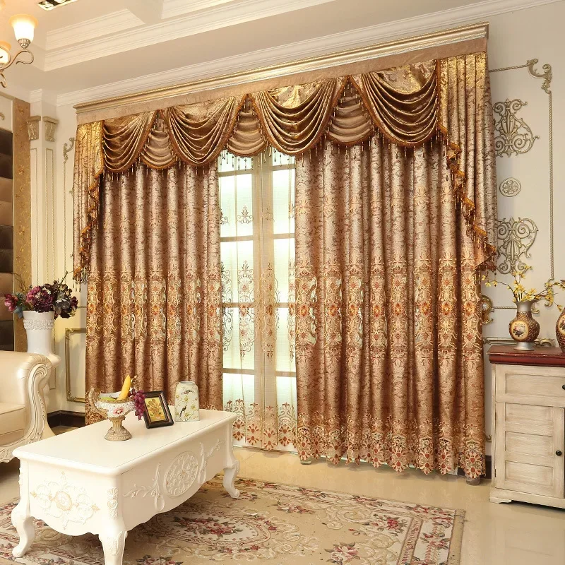Curtains for Living Dining Room Bedroom European Style Water Soluble Embroidery Palace Luxury Retro Windows Door Kitchen