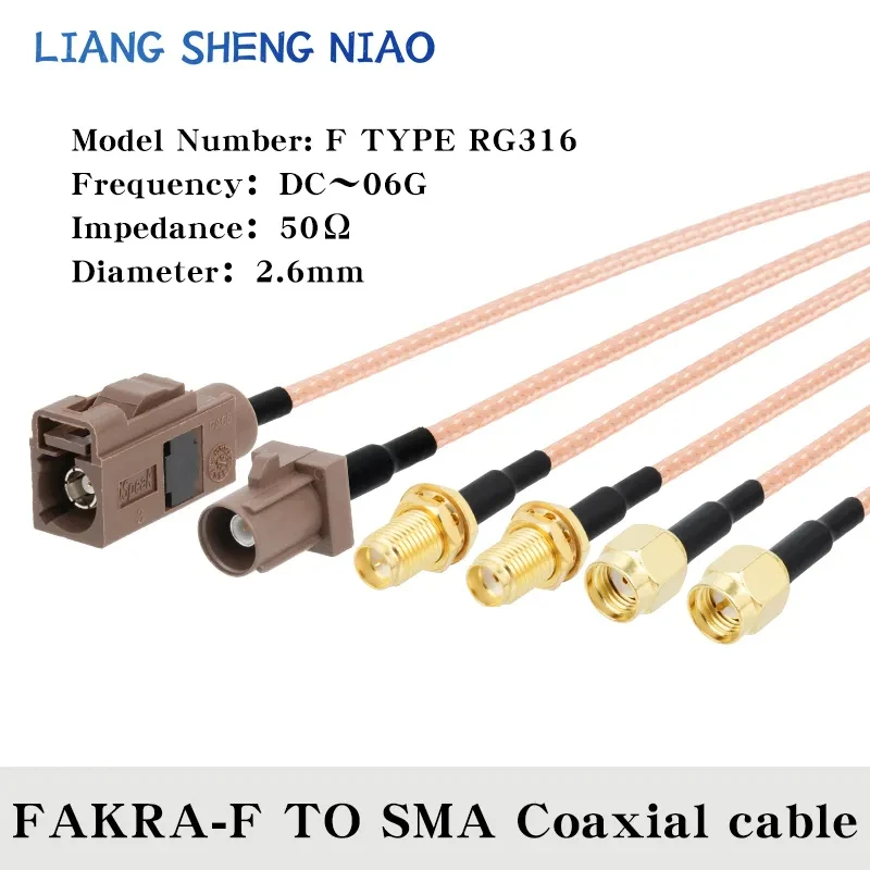 RG316 Coax Cable line FAKRA F TYPE TO SMA Male Female Coaxial cable Connector RF Crimp for Cable GPS Antenna 6G FAKRA F TYPE