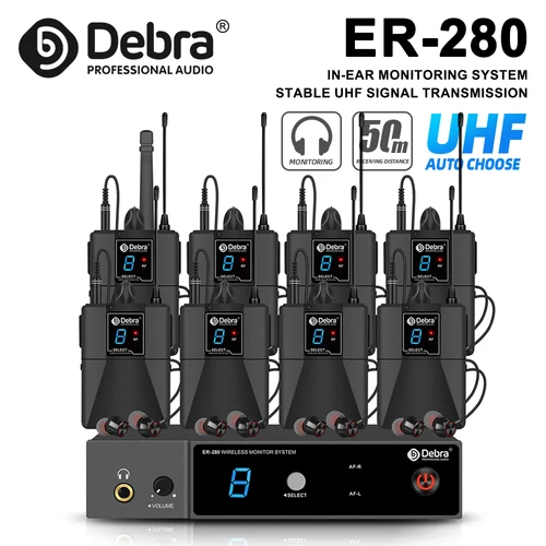 Sistema de monitoreo inalámbrico intrauditivo profesional ER-280, UHF de un solo canal con múltiples receptores, adecuado para bandas y escenarios