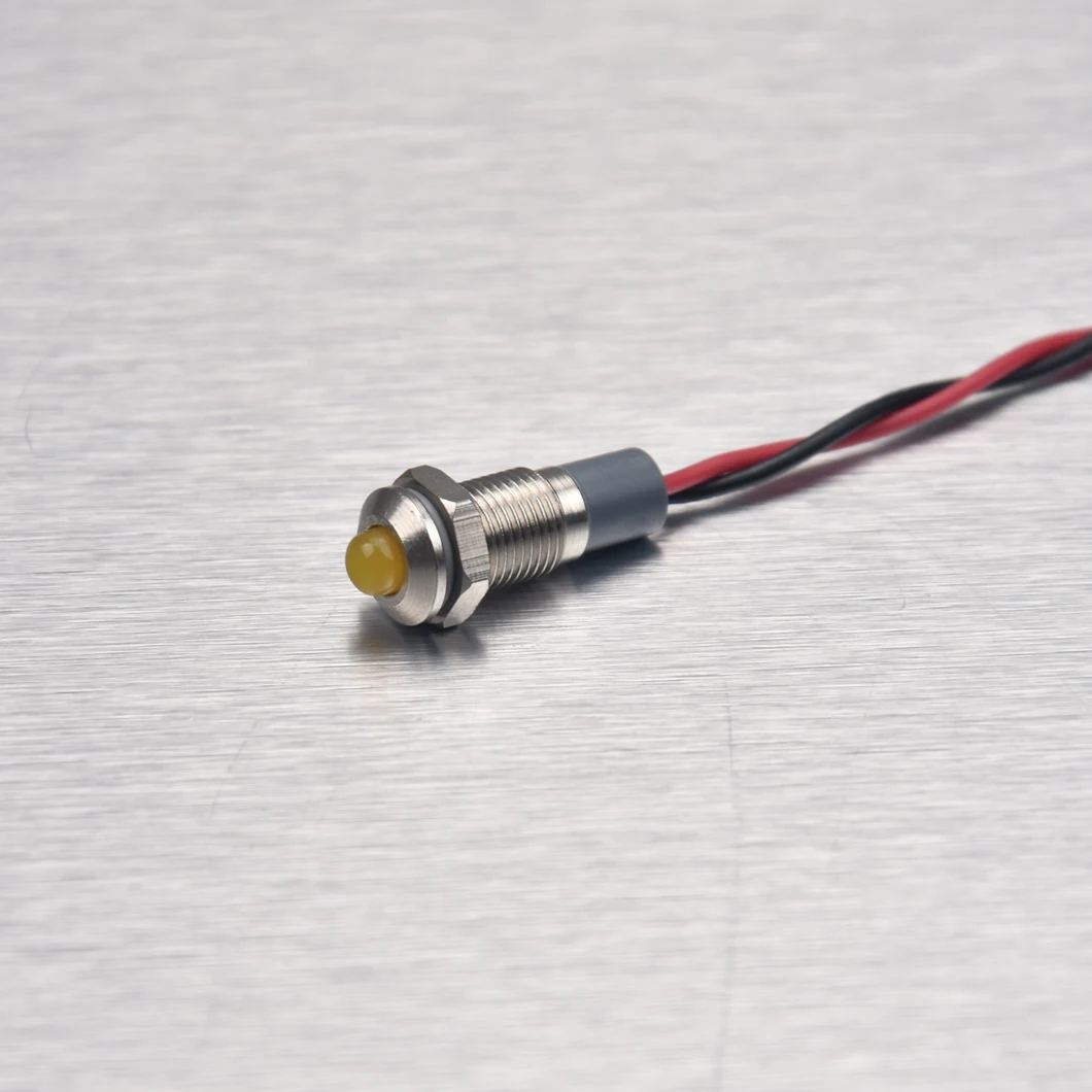 10PCS IB8A 8MM Domed Head LED Metal Indicator Light 3-6V 12-24V 110V 220V AC/DC LED Signal Pilot Lamp with 150MM Wire Cable