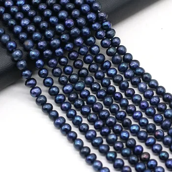 Natürliche Süßwasser Perle Schwarz Runde Perlen Exquisite Lose Perlen Für Schmuck Machen DIY Charms Armband Halskette Zubehör 36cm