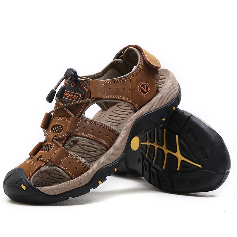 

NEW Genuine Leather Men Shoes Summer New Large Size Men's Sandals Men Sandals Fashion Sandals Slippers Big Size 38-48