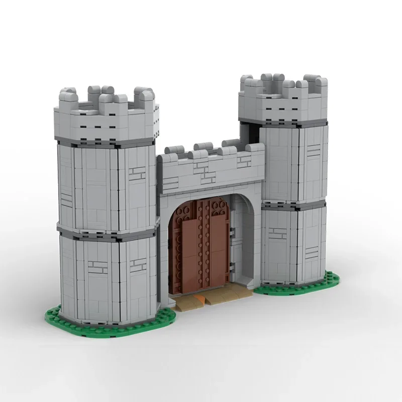 modulaire middeleeuwse poorthuis kasteel poort muur verdediging structuur bakstenen stronghold stad blokken fort battleing moc speelgoed kind cadeau