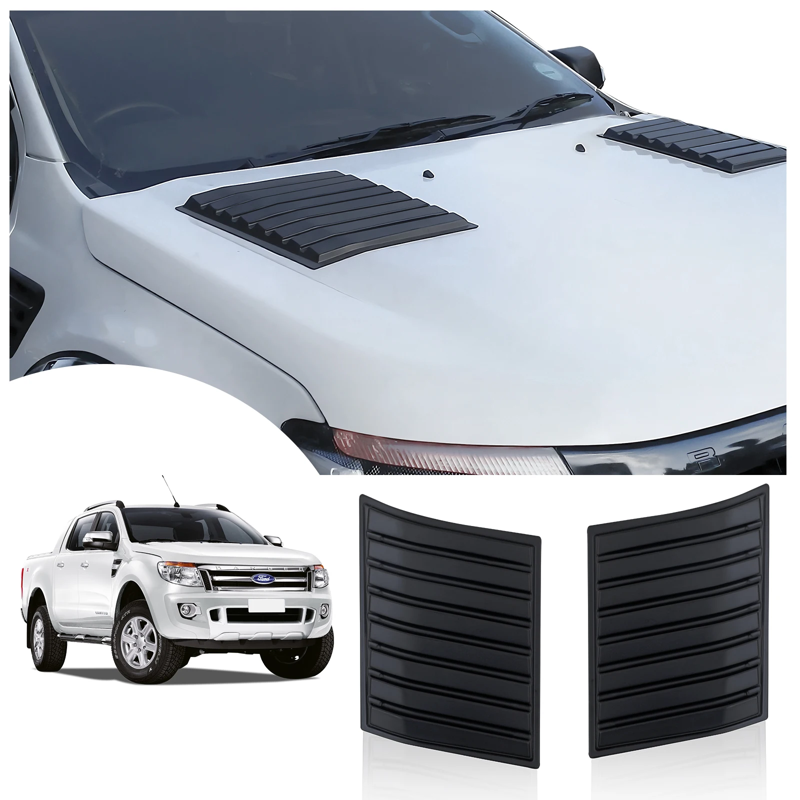 Matte Black Bonnet Scoop Hood Vent Cover Hood Vent Scoop Bonnet For Ford Ranger Wildtrak T6 2012-2022 Raptor Everest 2015-2022