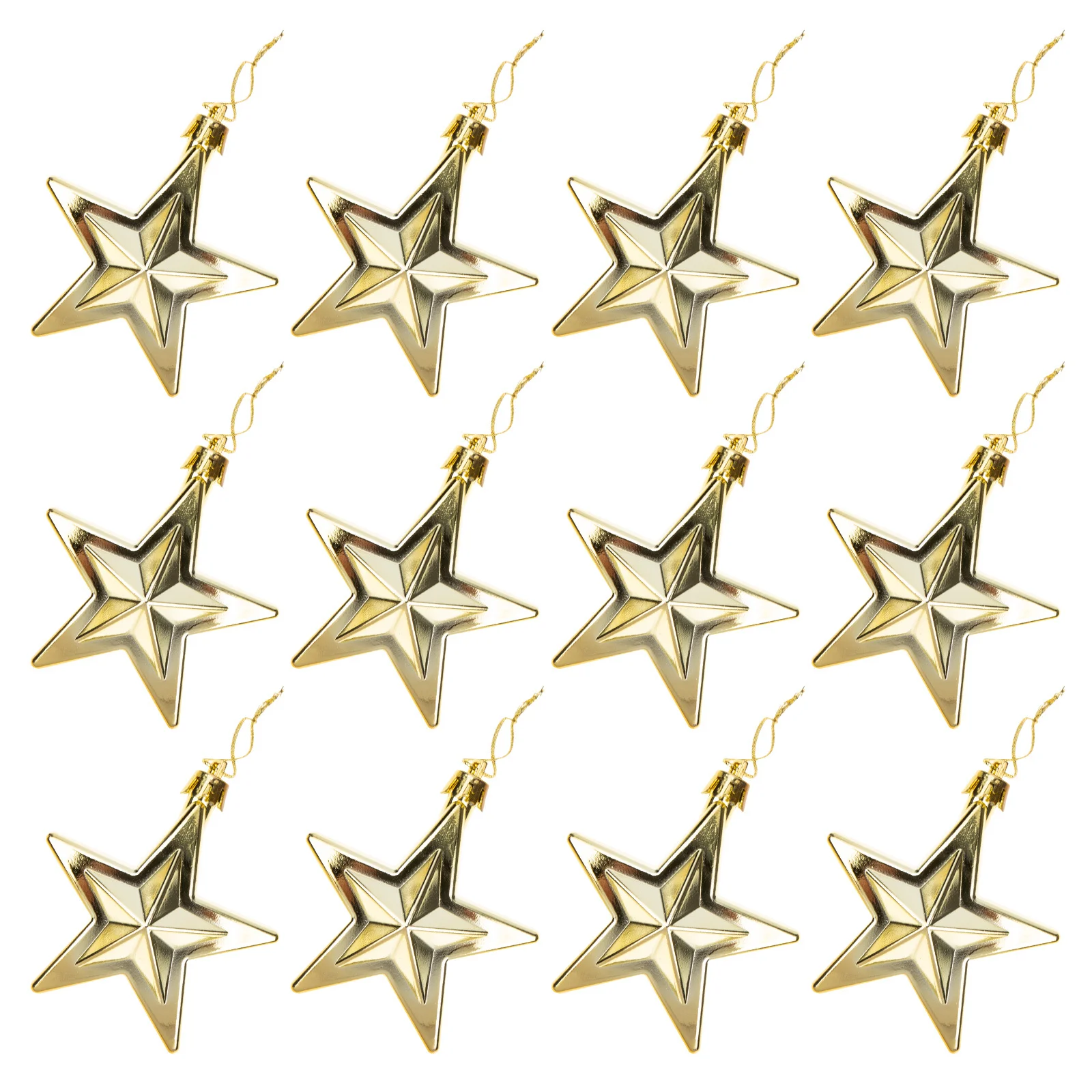 

12pcs Electroplated 3D Star Pendants Xmas Hanging Ornament For Christmas Decor Party Scene Layout Home Office Decoration