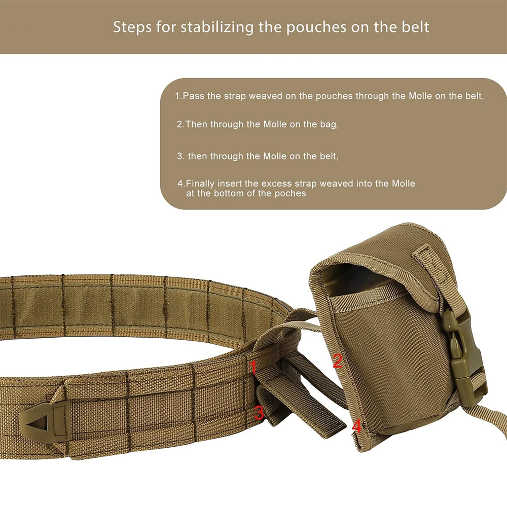 8-in-1 Tactical Battle Belt with Pouches Accessories, Hunting Combat Utility Molle Belts for Outdoor Patrol,Multifunctional Belt