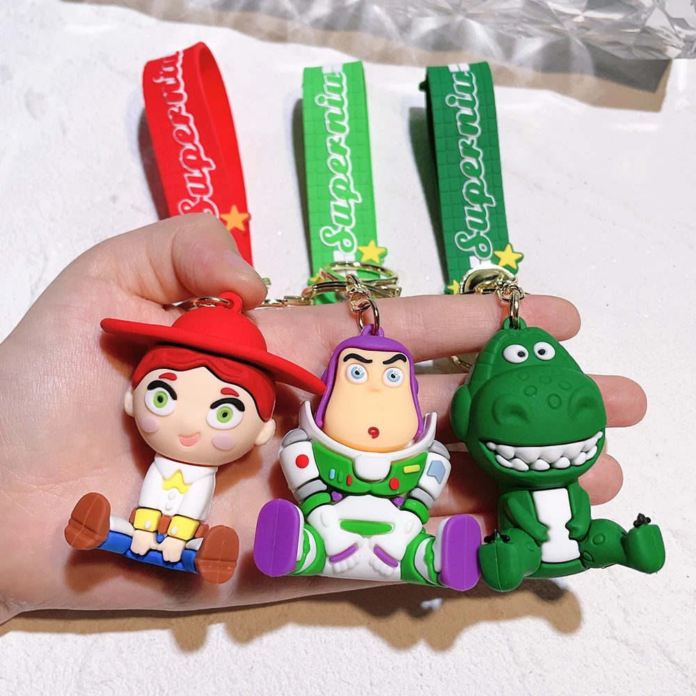 Disney Toy Story Keychains Anime Buzz Lightyear Woody Lotso Keyring Collection Doll Bag Car Accessory Christmas Gifts