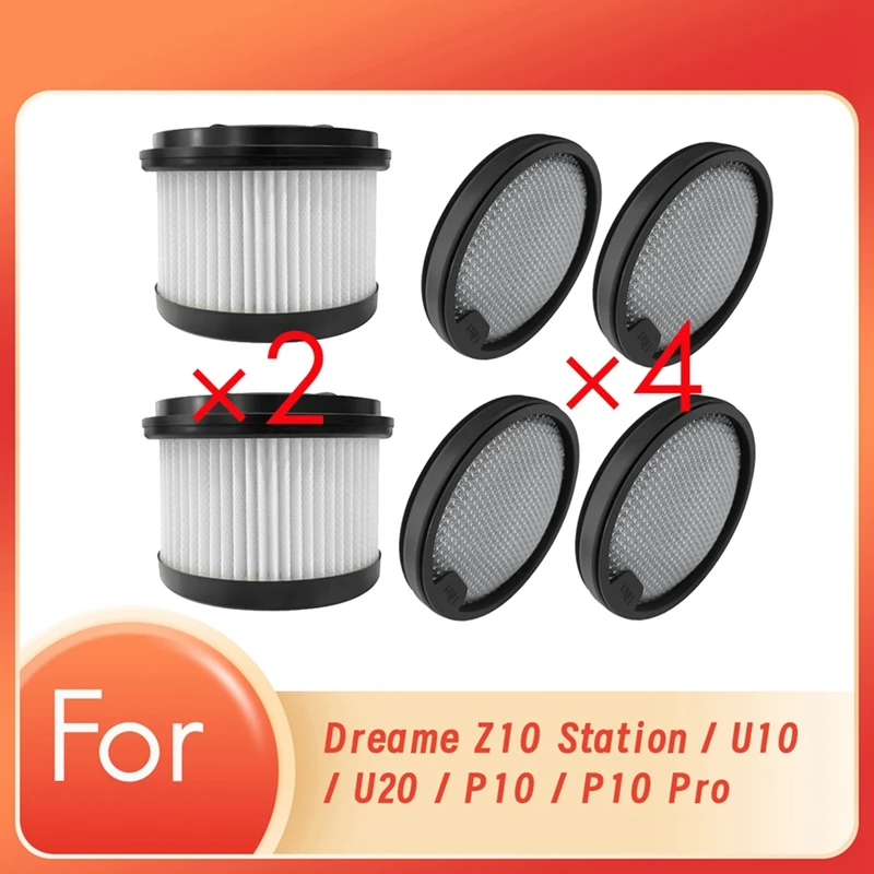 2 Filter And 4 Filter Cotton For Dreame Z10 Station / U10 / U20 / P10 / P10 Pro Filter Cleaner Parts Replacement