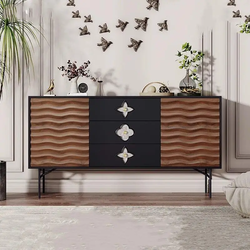 Light luxury dining side cabinet Solid wood storage decorative cabinet Nordic retro decorative storage cabinet Advanced Italian