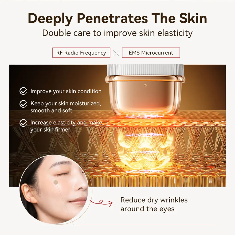 ANLAN Multi-Polar RF Schönheitsgerät zur Hautstraffung, Anti-Aging, Faltenbehandlung, 3-Farben-LED, Hautpflege, 24K Gold Gesichts-Radiofrequenz-Massagegerät – Detail 6