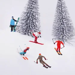 Resin Diorama 1/64  Snowboard Boy Girl Miniature Figures Miniatura 1/87 Minifigures Microlandscape Model DIY Figure Collectible