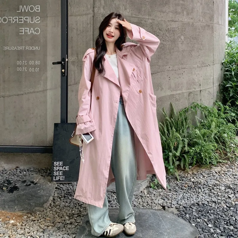 

A new youthful versatile comfortable skin-friendly fashionable and casual long trench coat