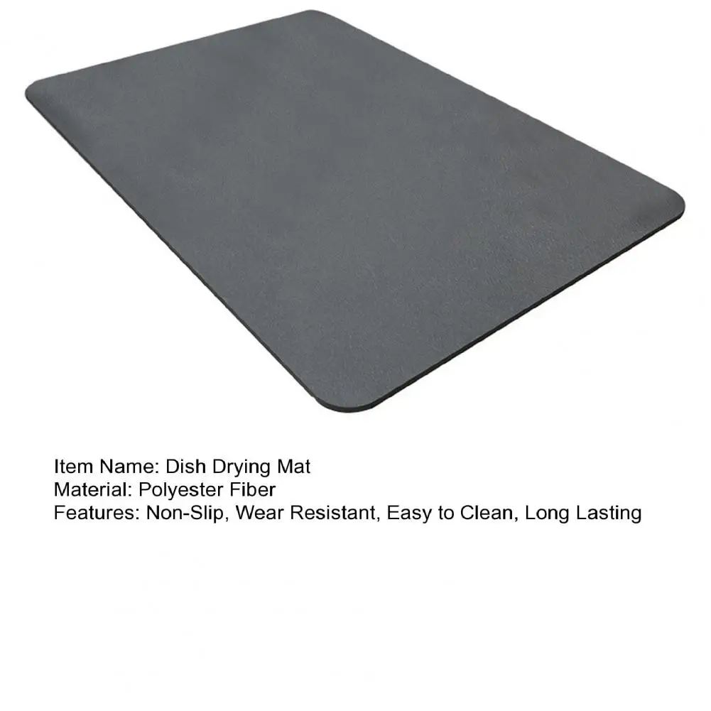 50*40cm Dish Drying Mat Super Absorbent Drying Mat Non-Slip Design Extra-Large Countertop Protector Mat Kitchen Bar Accessories