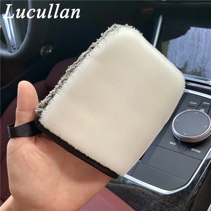 Lucullan 3th Interior Detailing Mitt One Side Brush-like Bristle,The Other is Terry Towel