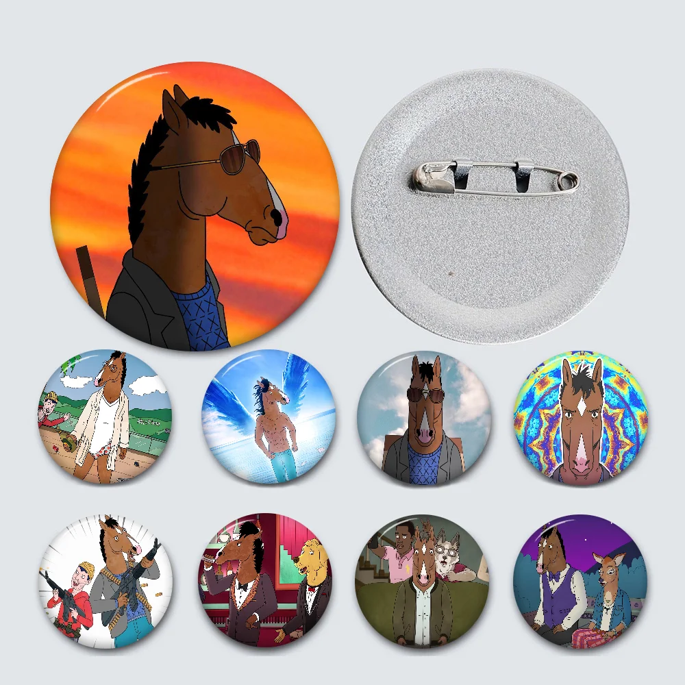

B-Bojacks-Mans Photo Brooches Creative Round Badge Gifts Pins 32/44/58mm
