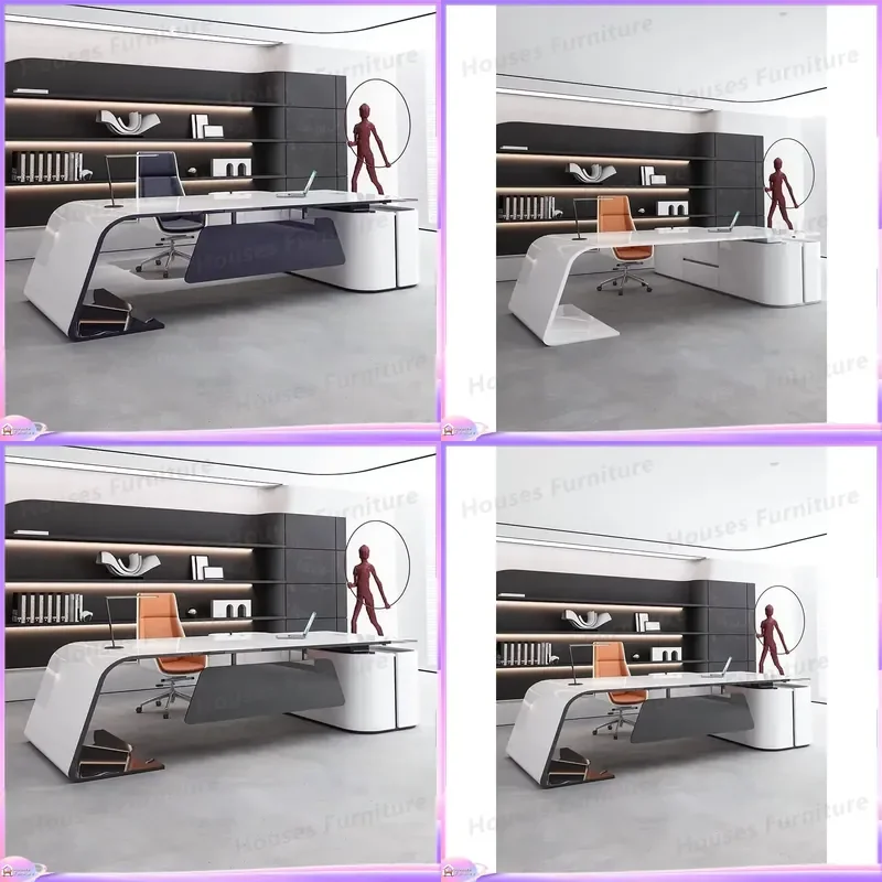 2024 Modern Luxury Executive Desk Wooden Manager Office Table Workstation Computer Desk Home Office Furniture Large Writing