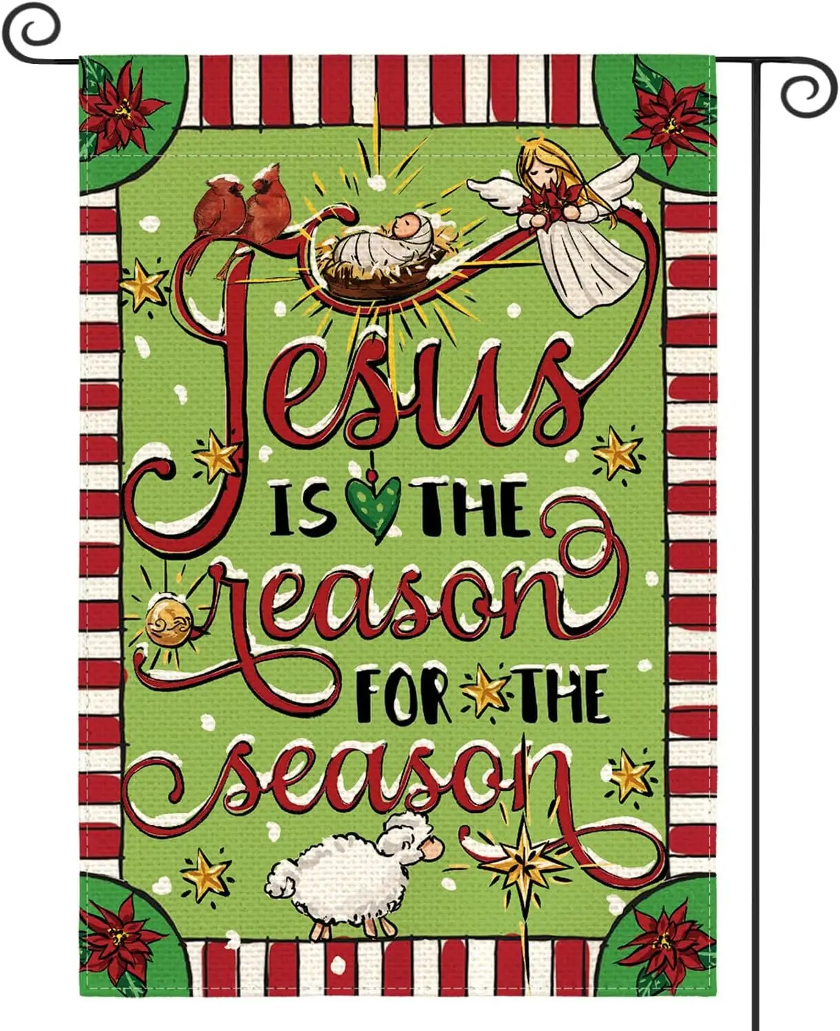 AVOIN colorlife Jesus Is The Reason For The Season Garden Flag 12x18 Inch Double Sided, Christmas Christian Nativity Winter Yard