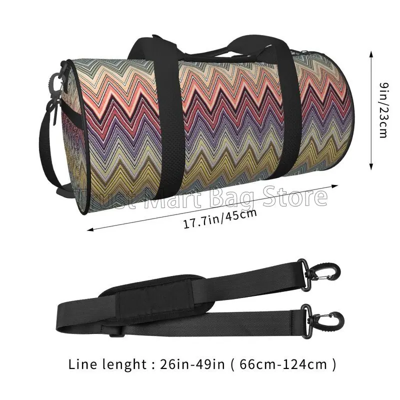 Sac de voyage Zigzag chic bohème personnalisé, sac de sport étanche, fourre-tout de sport, sacs de week-end, sacs de nuit, bagages à main