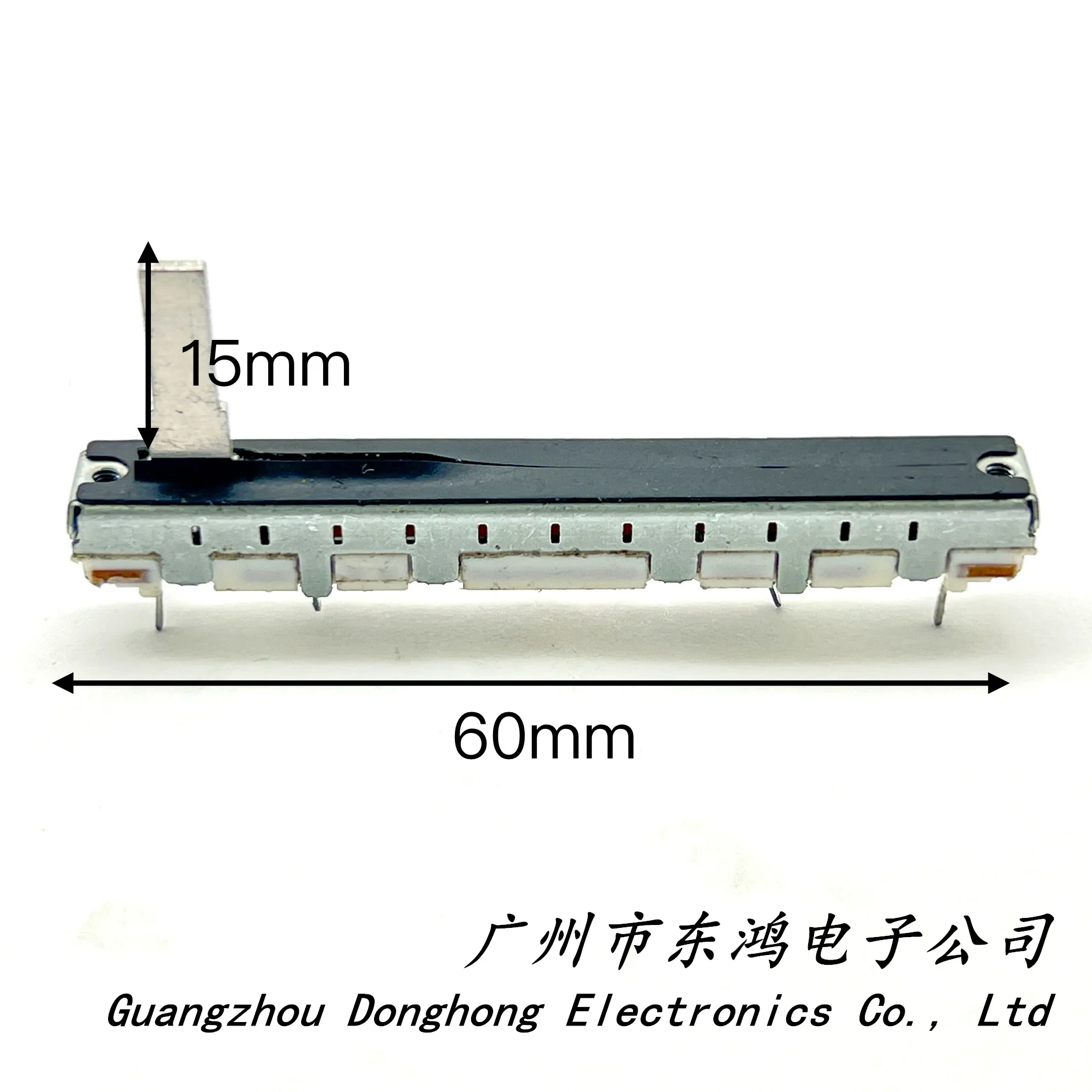 2 PCS brand new Japanese mixing console 60mm straight sliding single link 3-pin potentiometer B10K 11 positioning ength 15mm