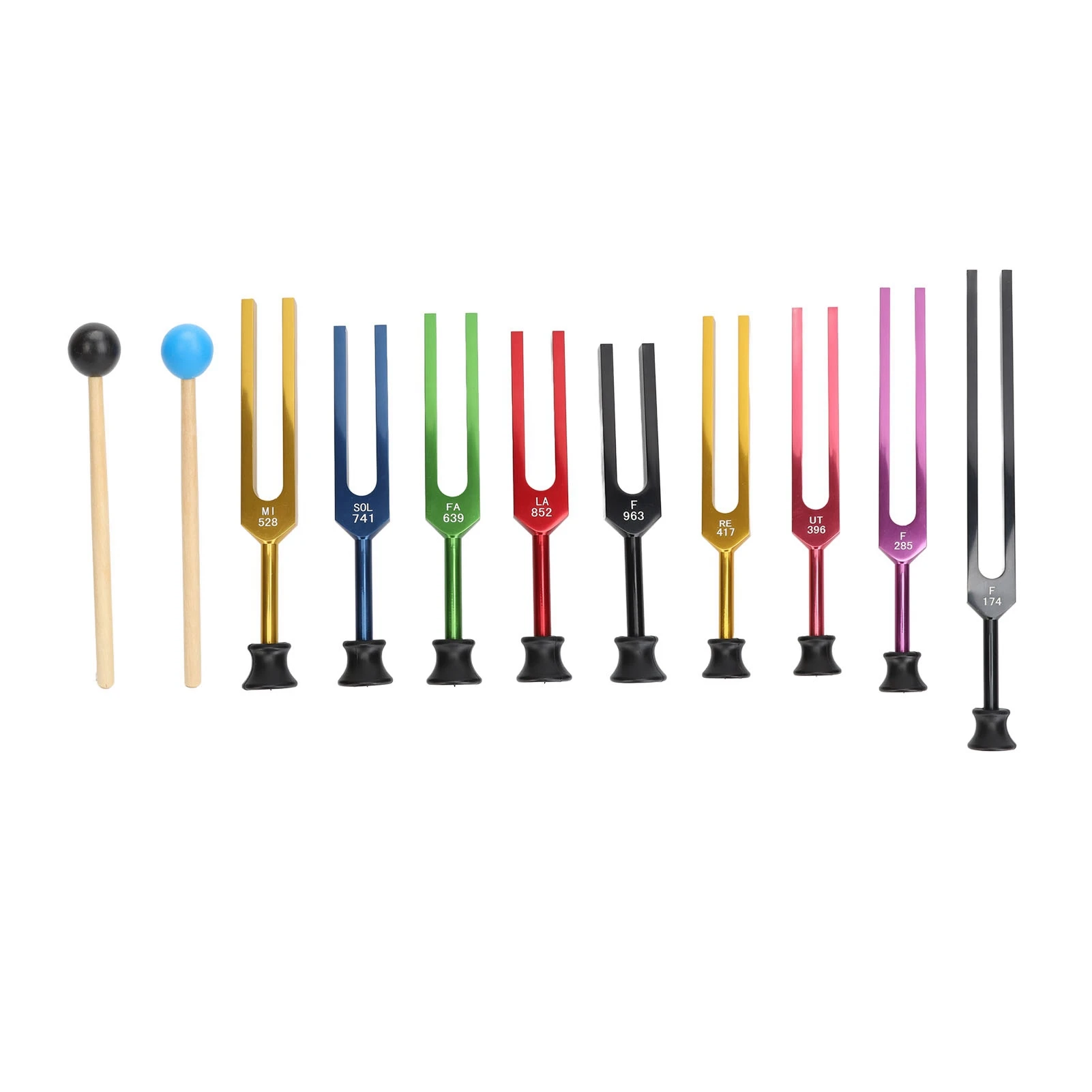 Aluminum Alloy Tuning Forks Set Aluminum Alloy Long Vibration Time Resonant Tuning Fork with Hammer For Healing