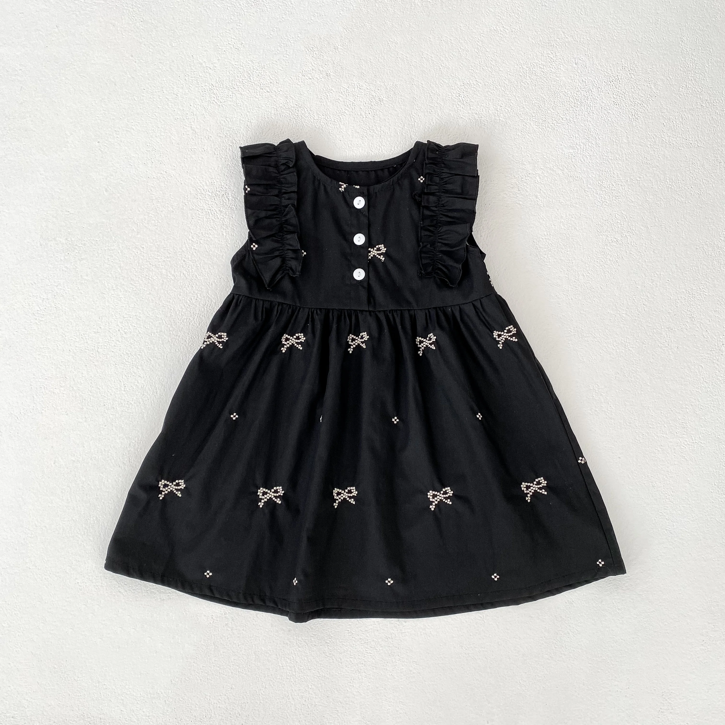 Sommer Neue Baby Mädchen Kleid Mädchen Süße Mädchen Kleid Rüschen Trim Party Prinzessin Kleid Spitze Kragen Ausgehen Casual Kleider Kleidung