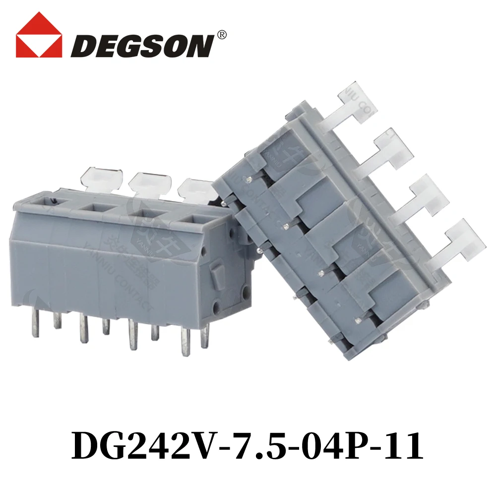 10Pcs DEGSON DG242V-7.5-02P-14-00ZH DG242V-7.62 Spring PCB Terminal Blocks KFDG242V 2P-12P UL94V-0 Phoenix  Contact 17A 750V