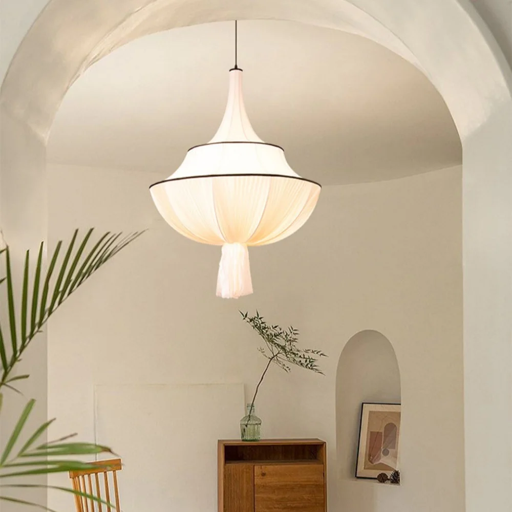 Medieval Chandelier French Fabric Pendant Light Dining Chandelier large-scale Ceiling Hanging Lamp for Living Room Bedroom