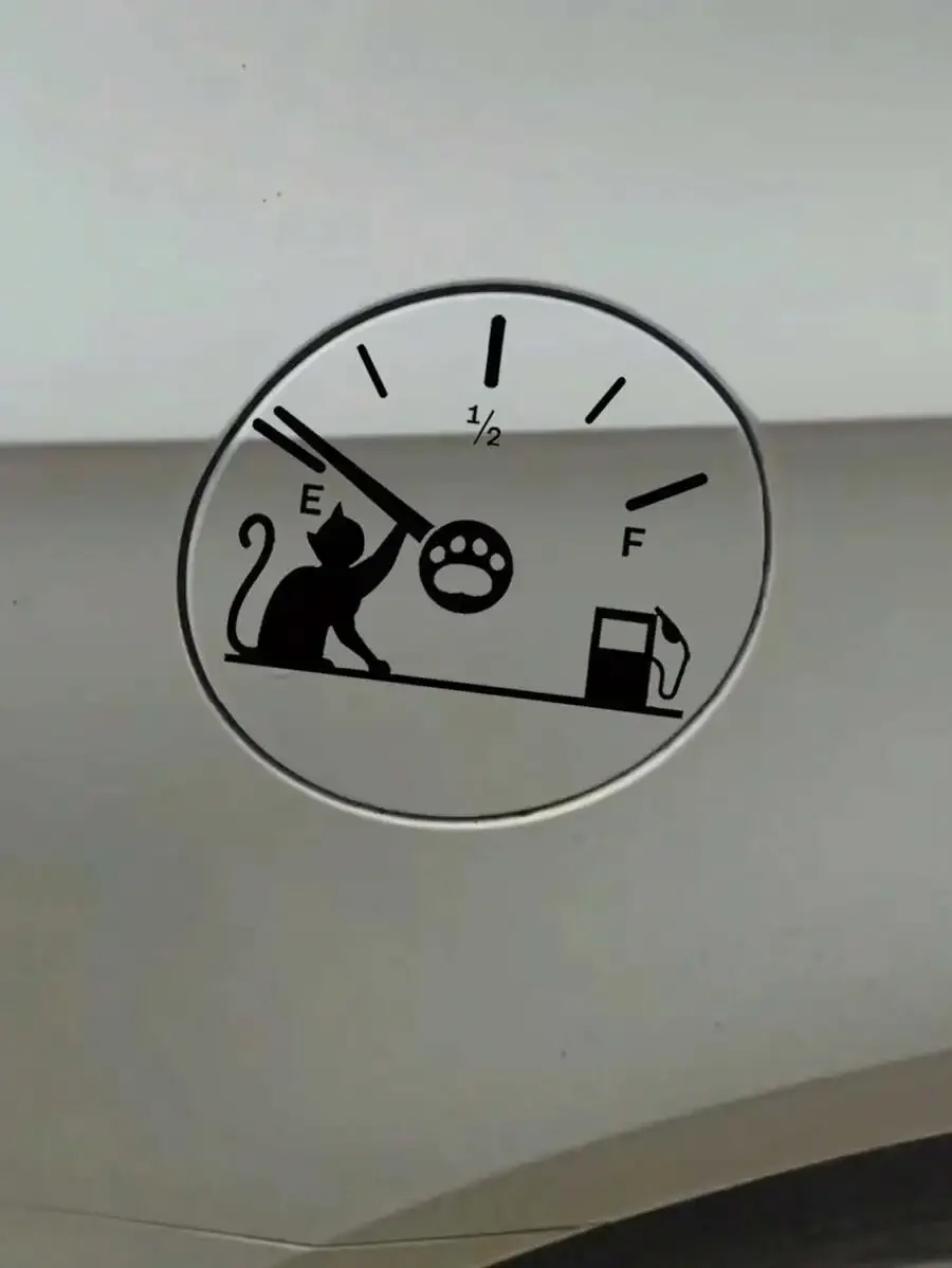 

Cute Cat Gas Gauge Vinyl Sticker Waterproof UV Resistant Car Fuel Tank Cap Decal