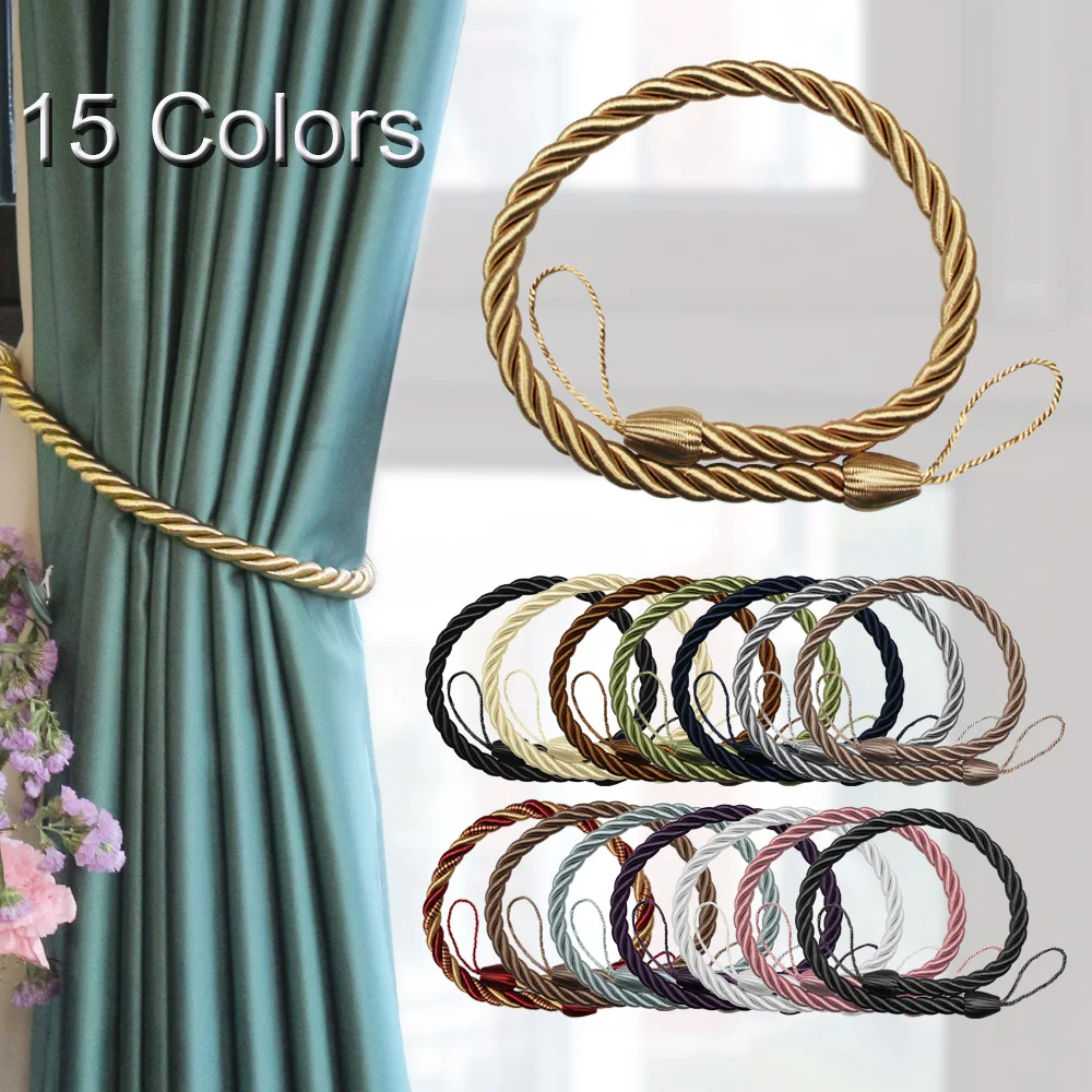 1Pc Curtain Tie Backs Gold Handmade Weave Curtain Holder Clip Buckle Rope Home Decorative Room Accessories Curtain Tieback