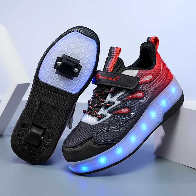

Kids' Roller Sneakers: 8-Wheel & 4-Wheel Invisible Wheeled Shoes – Boys' Roller Skates, Girls' Student Shoes
