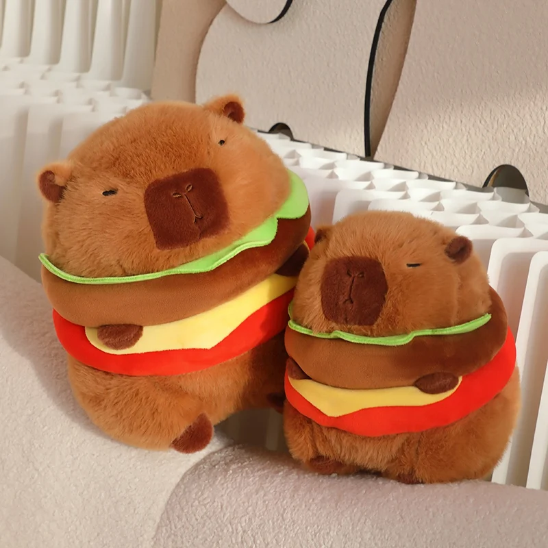 20/28CM Hamburger Capibara Plush Toy Capibara Plush Stuffed Animal Doll Hamburger Shaped Soft Pillow Kawaii Birthday Xmas Gifts