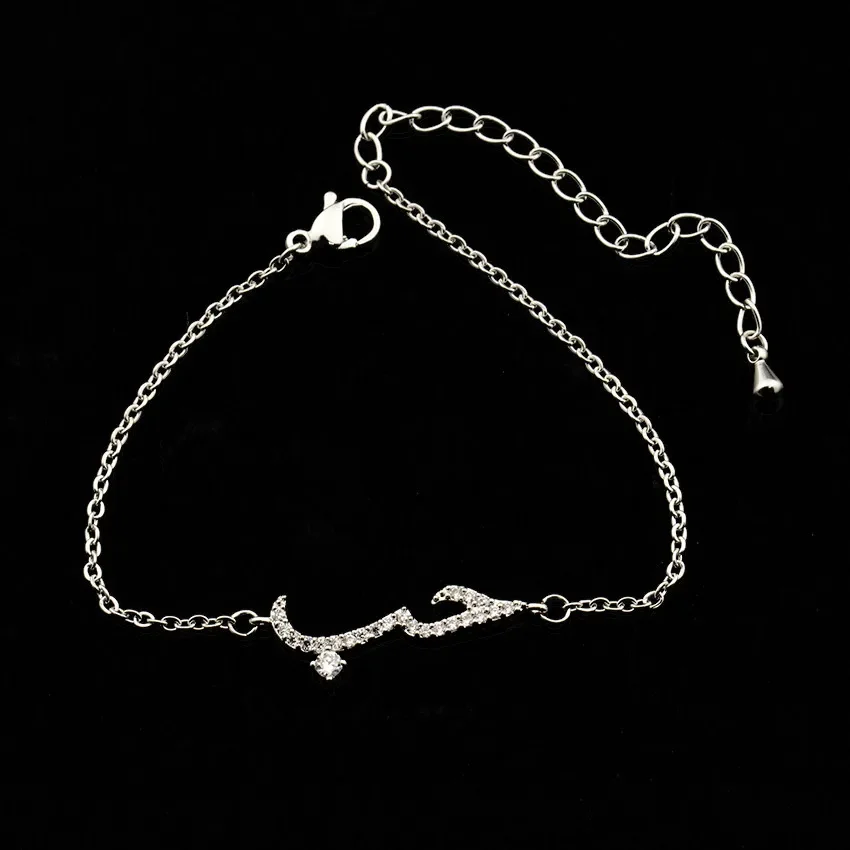Cubic Zirconic Arabic Love Bracelet For Women Girls Charm Gold Color Stainless Steel Bracelets Female Jewelry Mom Gift pulseras