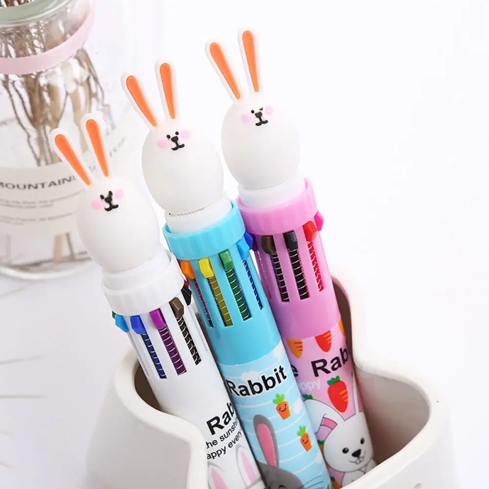 

Press-type 10-color Ballpoint Pen Ten-color In-one Cartoon Signature Pen Kawaii Smooth Writing Neutral Pen