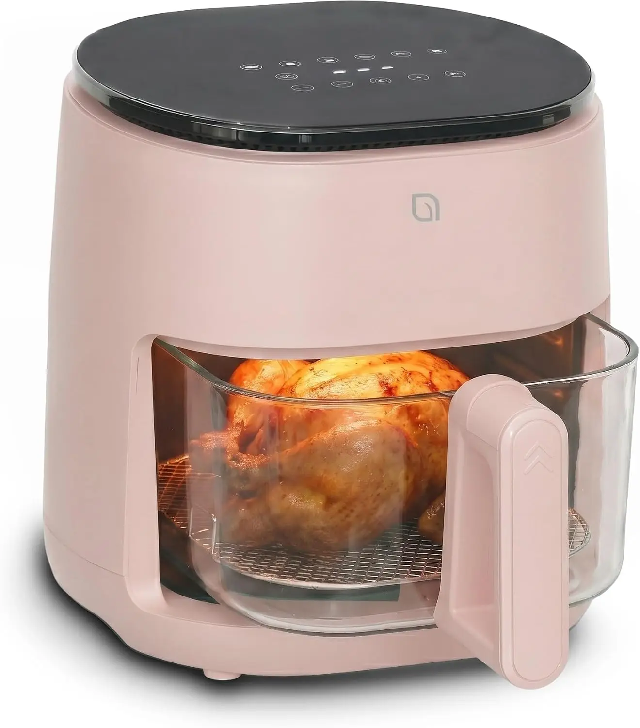 5 Quart Non-Toxic Glass Basket Air Fryer - 6-in-1 Digital Display, 430°F Max Temperature, Preheat & Keep Warm Functions, Compact