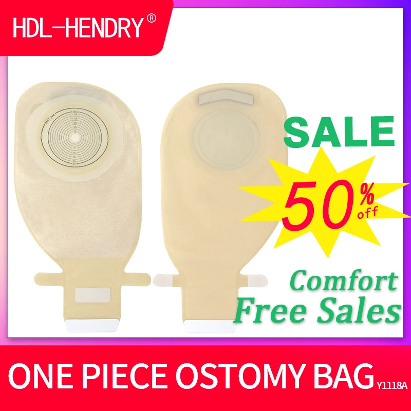 Wholesale 20 Pcs Colostomy Bags with Hook & Loop Max Cut 75mm Hole Ostomy Bags Skin Color Colostomy Bag Supplies Customized