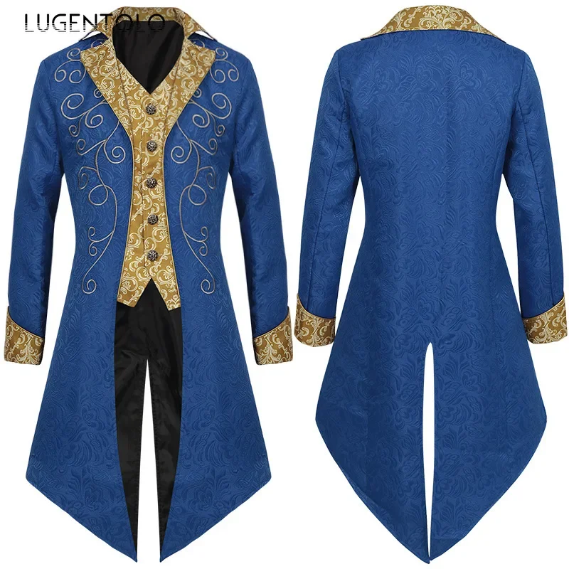 Men Medieval Coats Retro Tuxedo Punk Single Breasted New Halloween Party Figure Male Tailcoat Long Costume