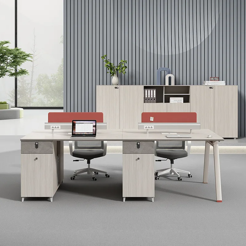 Staff office desk and chair combination A complete set of simple modern office 4 6 4 6 Double staff seat Work card space