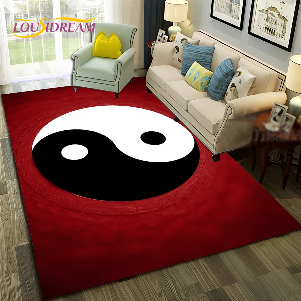 Chinese Bagua Yin Yang 3D Tai Chi Carpet Rug for Home Living Room Bedroom Sofa Doormat Decor,Child Area Rug Non-slip Floor Mat