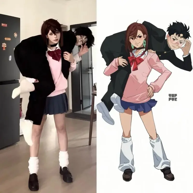 CosplayDandadan Kit de cosplay de anime - Okarun Ken Takakura Momo Ayase Aira Shiratori Disfraces Peluca y máscara con suéter Conjunto uniforme