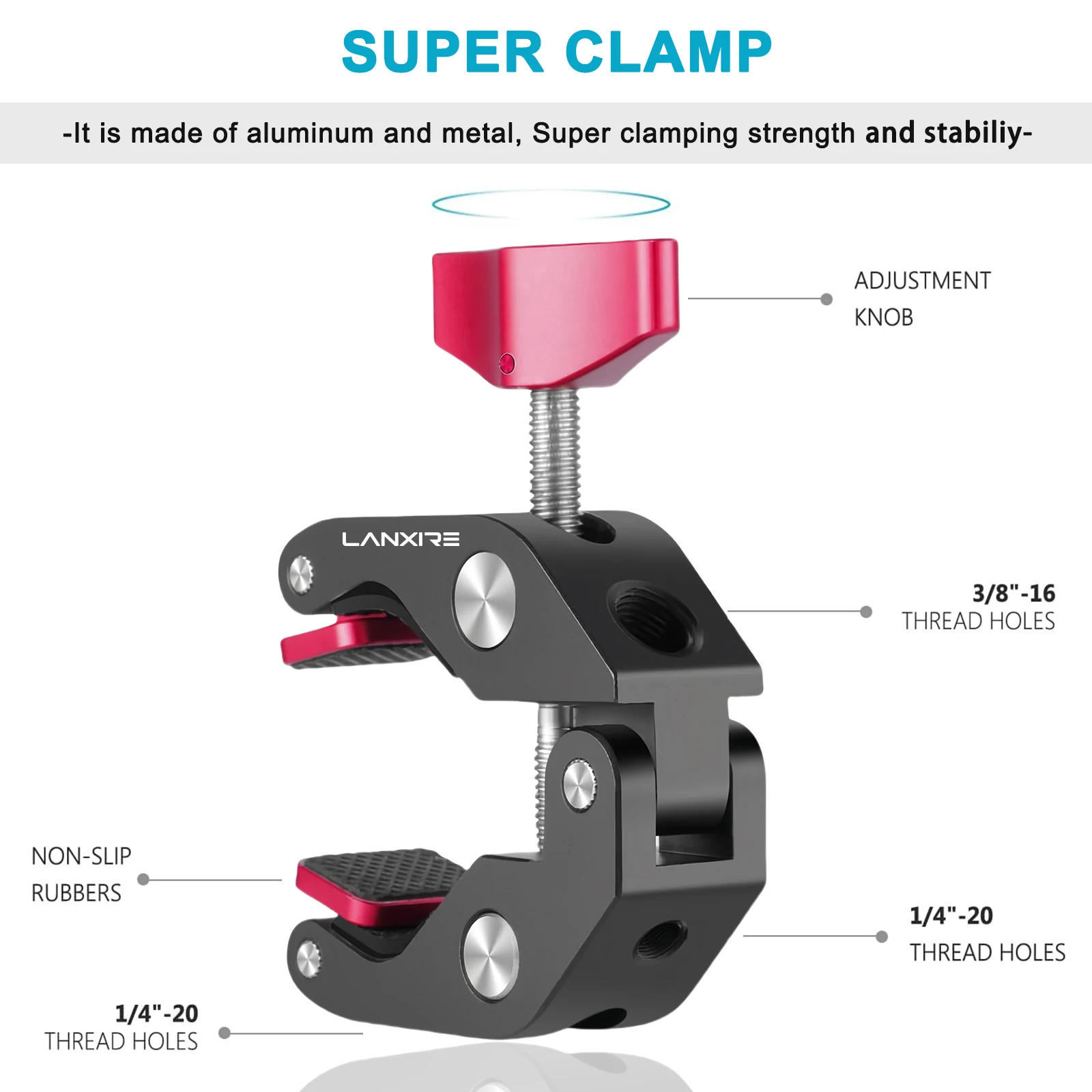 Lanxire Camera Mount Clamp Clip Clamp with 1/4\