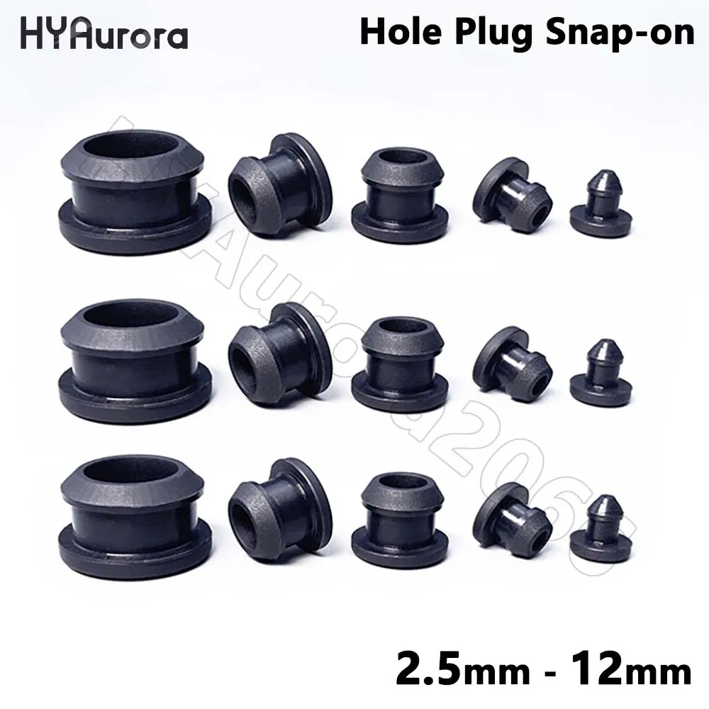 4PCS Hole Plug Snap-on Silicone Rubber Seal T-Shape Gasket Inserts Bungs Blanking End Caps Stopper Black 3 4 5 6 7 8 9 10 - 12mm