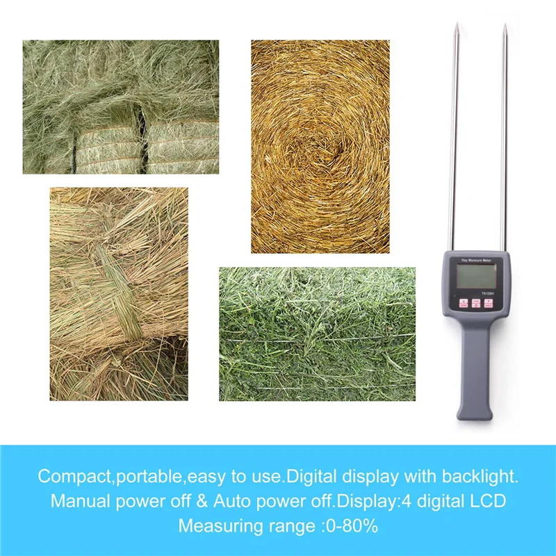 

Tk100h Portable Hay Moisture Meter For Cereal Straw,Bran, Forage Grass, Leymus Chinensis, Emperor Bamboo Grass, Testing Fibre-AB