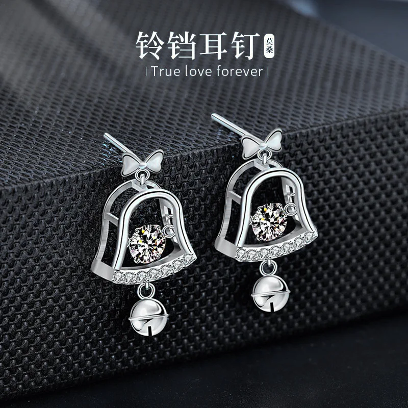 

Moissanite Christmas Bell Earrings with Elegant Tassels, High-End 925 Sterling Silver Earrings Wholesale
