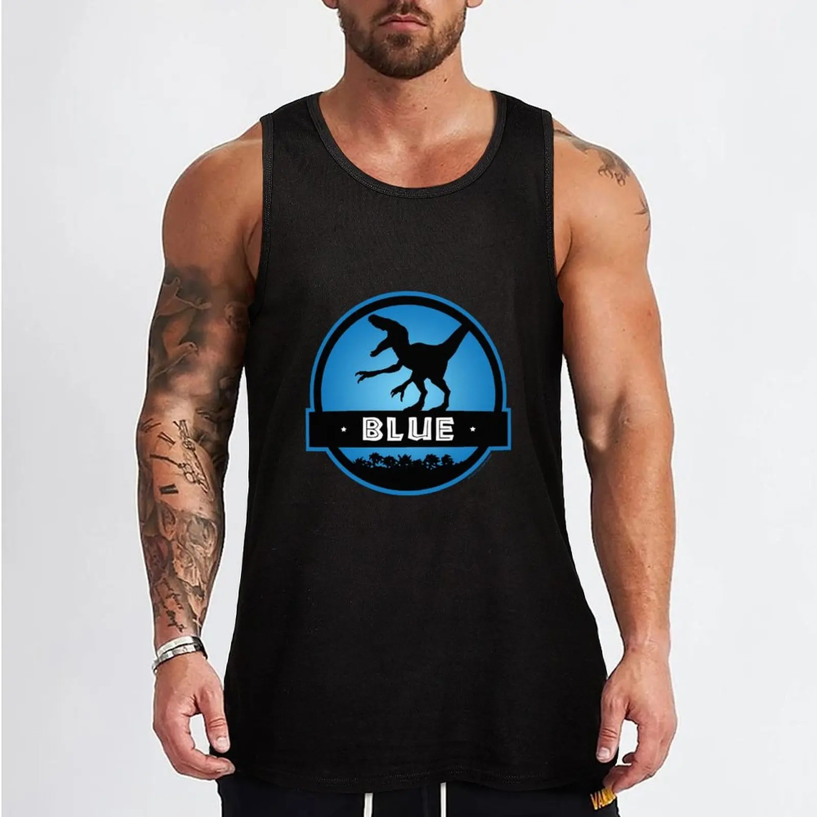 Velociraptor Blue Squad Tank Top Man summer clothes Men's tops cotton t-shirts man clothes for men summer