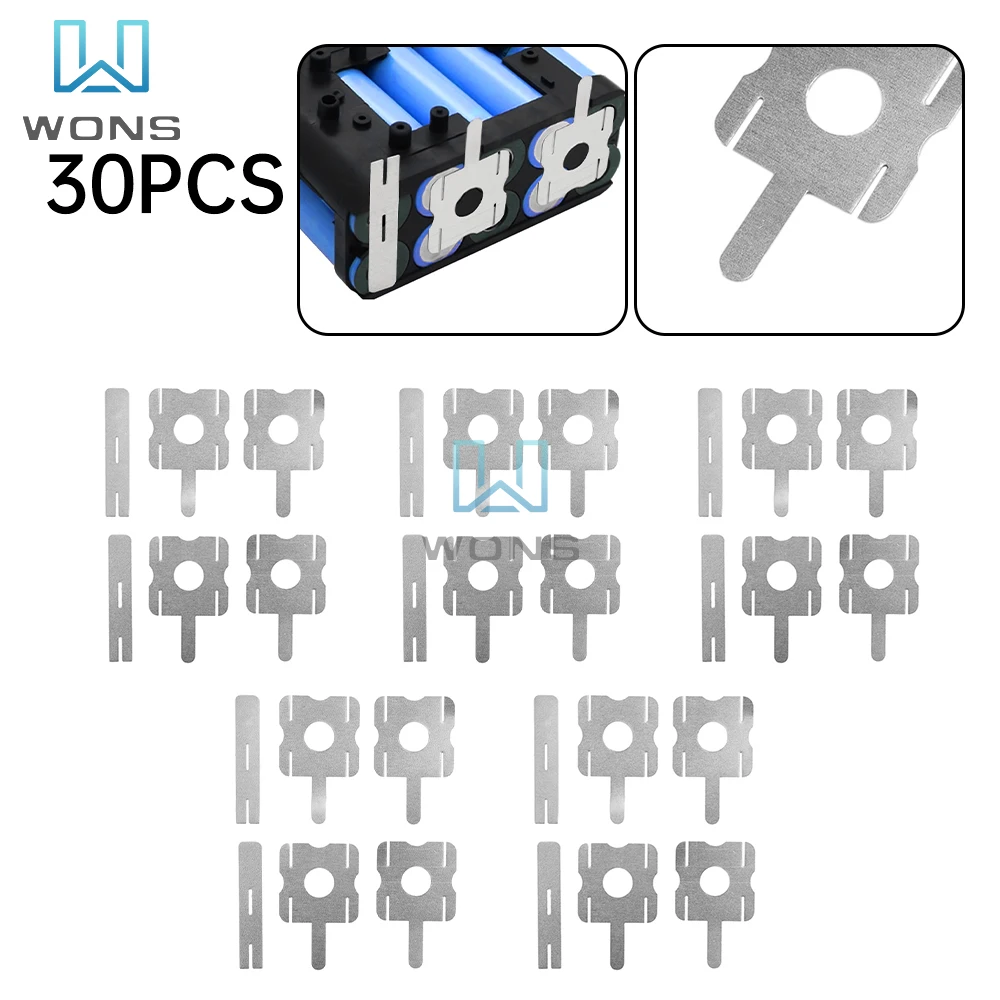 

30pcs Lithium Battery Nickel Sheet Polygonal Battery Nickel Sheet For 18650 Spot Welding Machine Batteries Connection Sheets
