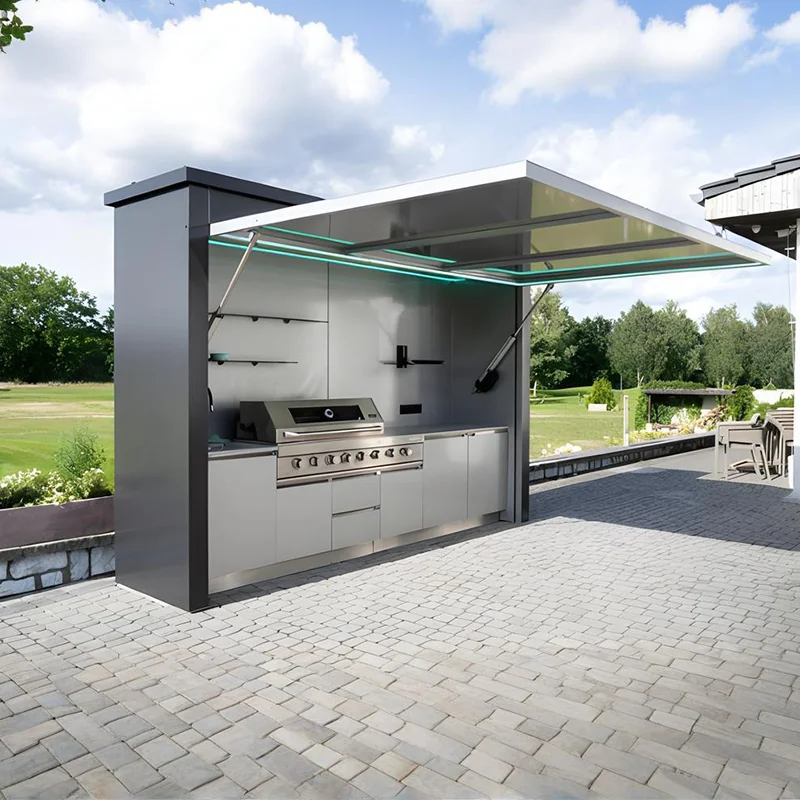 FOODLINE Integrated Outdoor Kitchen Bar Counter With Prep Space Multifunctional BBQ Cooking Station For Outdoor Leisure Area