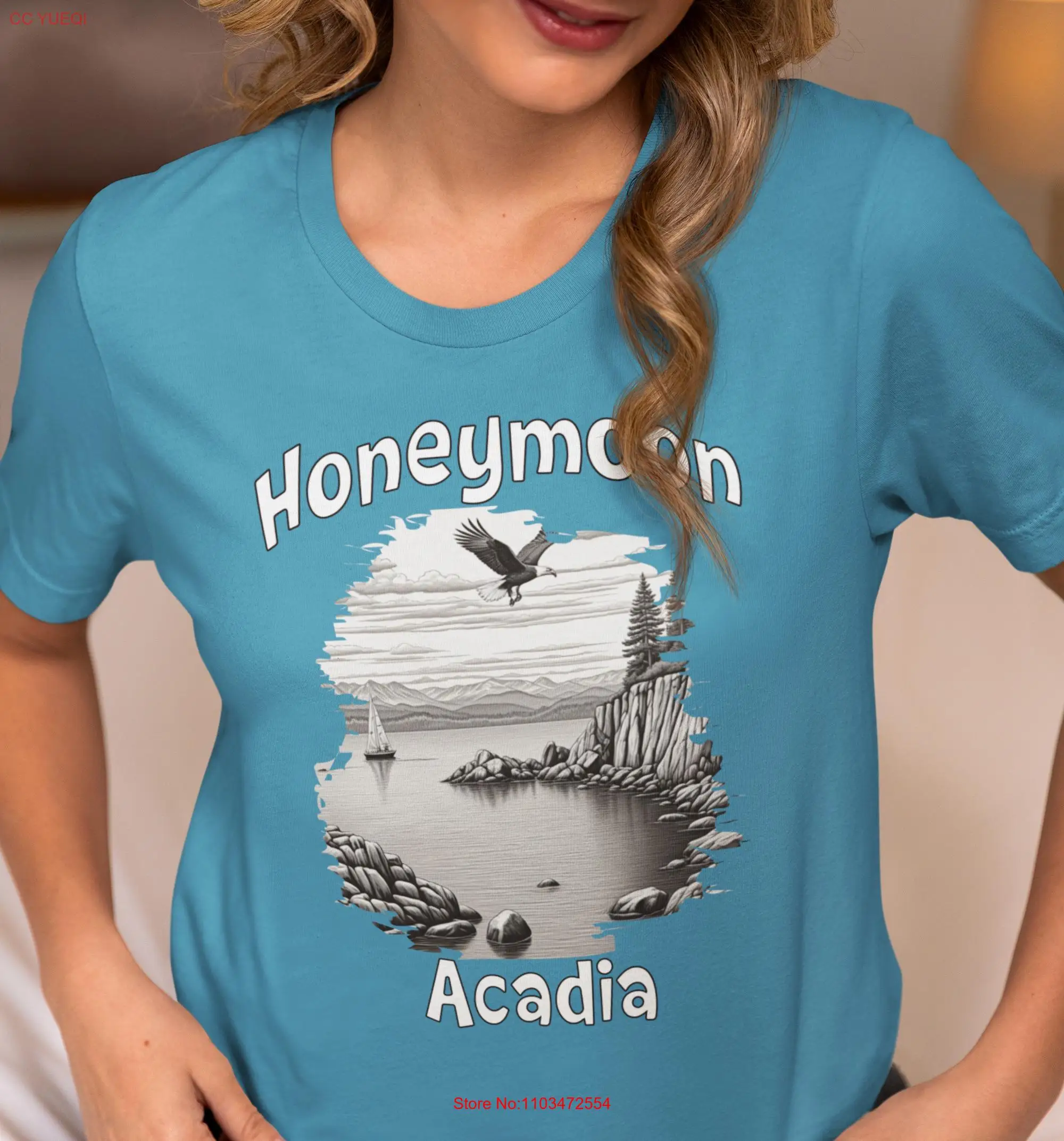 Футболка Honeymoon Acadia, свадебный душ, национальный парк, просто женатый, для новорожденных, для жениха, для пар, уникальныйestination